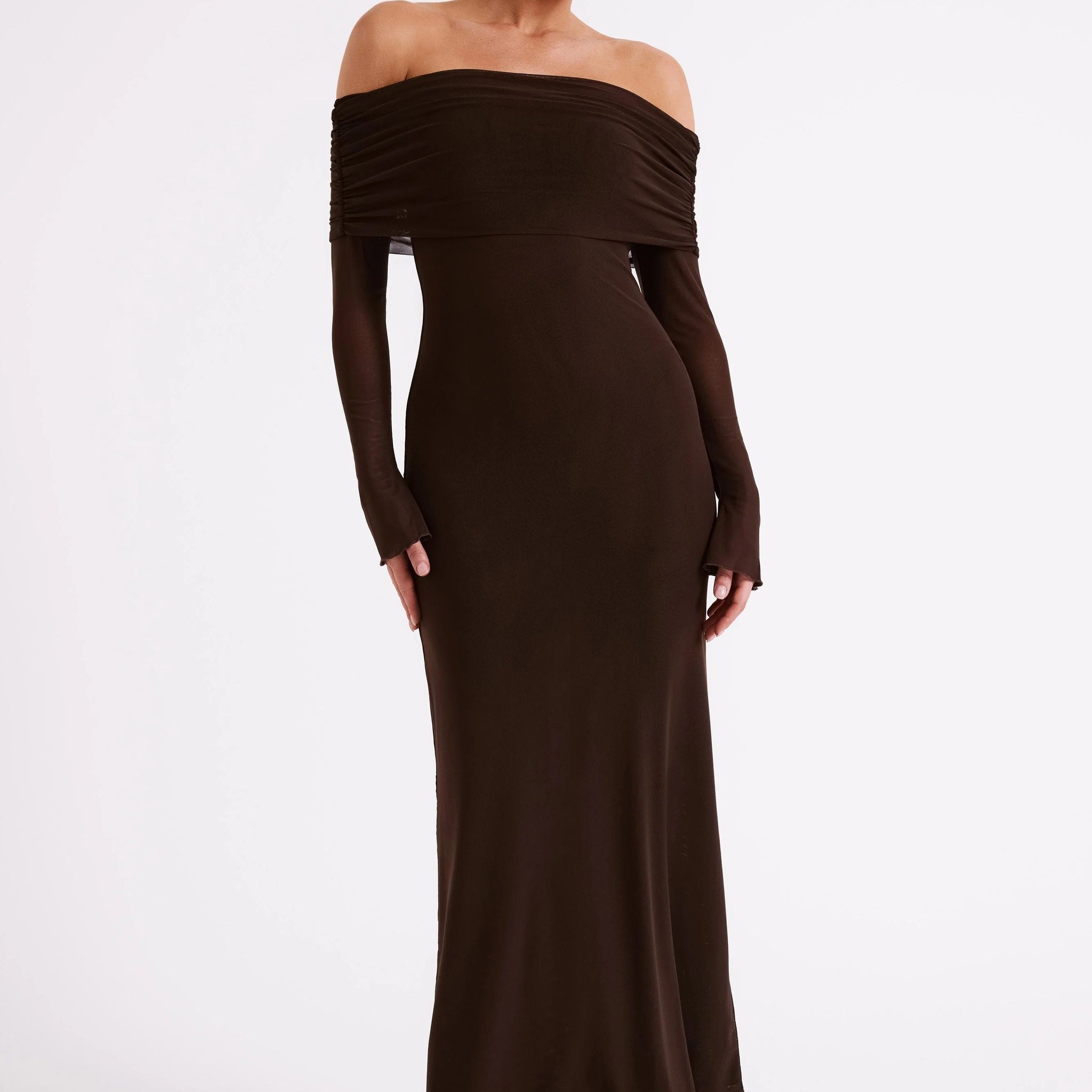 Suzie Off Shoulder Mesh Maxi Dress