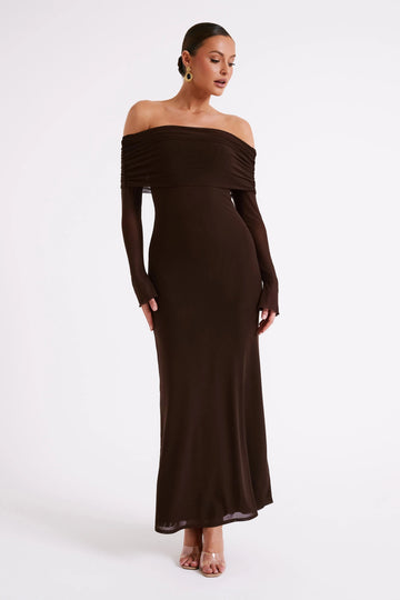 Suzie Off Shoulder Mesh Maxi Dress
